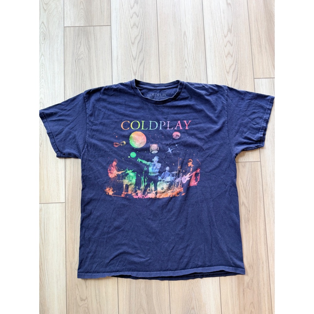 Coldplay Music of the Spheres World Tour 2022 T-Shirt Mens XL Navy Blue Graphic